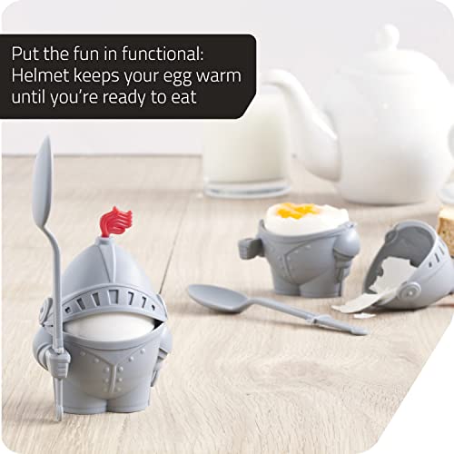 PELEG DESIGN Egg Cup Holder with Spoon – Egg Cups for Soft & Hard Boiled Eggs, Funny Knight Design, Cute Kitchen Gift & Quirky Breakfast Gadget (Arthur) - Image 3
