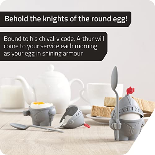 PELEG DESIGN Egg Cup Holder with Spoon – Egg Cups for Soft & Hard Boiled Eggs, Funny Knight Design, Cute Kitchen Gift & Quirky Breakfast Gadget (Arthur) - Image 2