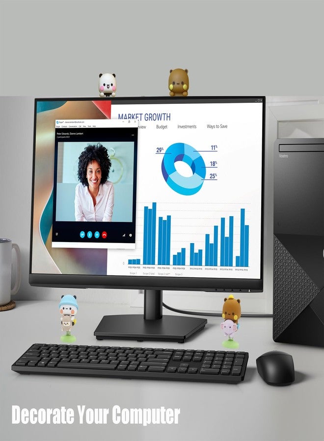 Fsocpen 4PCS Cute Bears Computer Monitor Decor,Funny Swinging Bears,Cute Cartoon Statue Bear Figurine for Desktop Computer Notebook Cell Phone Office Desk Car Dashboard Decor - Image 3
