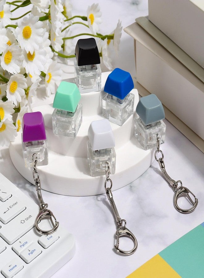 DEARIDAP 6 PCS Keyboard Fidget Toy, Keyboard Clicker Keychain, Push Bubble Sensory Fidget Toys for Kids Adults to Relief Pass Time (Grey, Blue, Purple, Light Green, White, Black) - Image 3