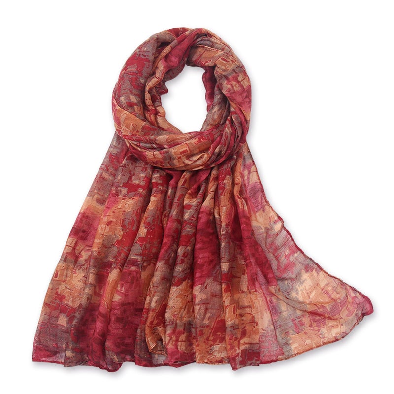 أوشحة فيميت للنساء في المملكة المتحدة - حجاب أحمر خفيف الوزن من الشاش مناسب لفصلي الربيع والخريف والشتاء (النمط 14) - Image 1