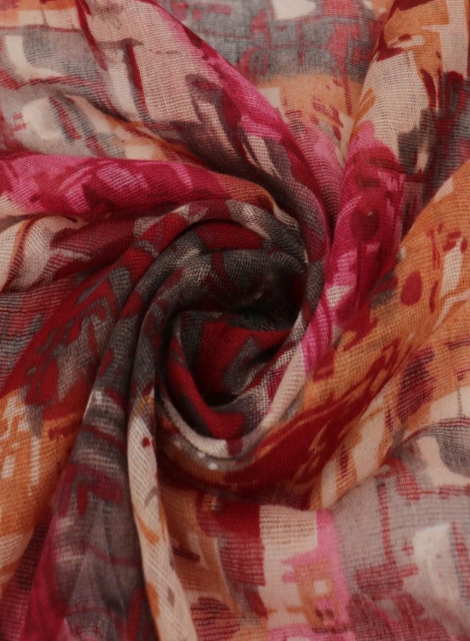 أوشحة فيميت للنساء في المملكة المتحدة - حجاب أحمر خفيف الوزن من الشاش مناسب لفصلي الربيع والخريف والشتاء (النمط 14) - Image 2