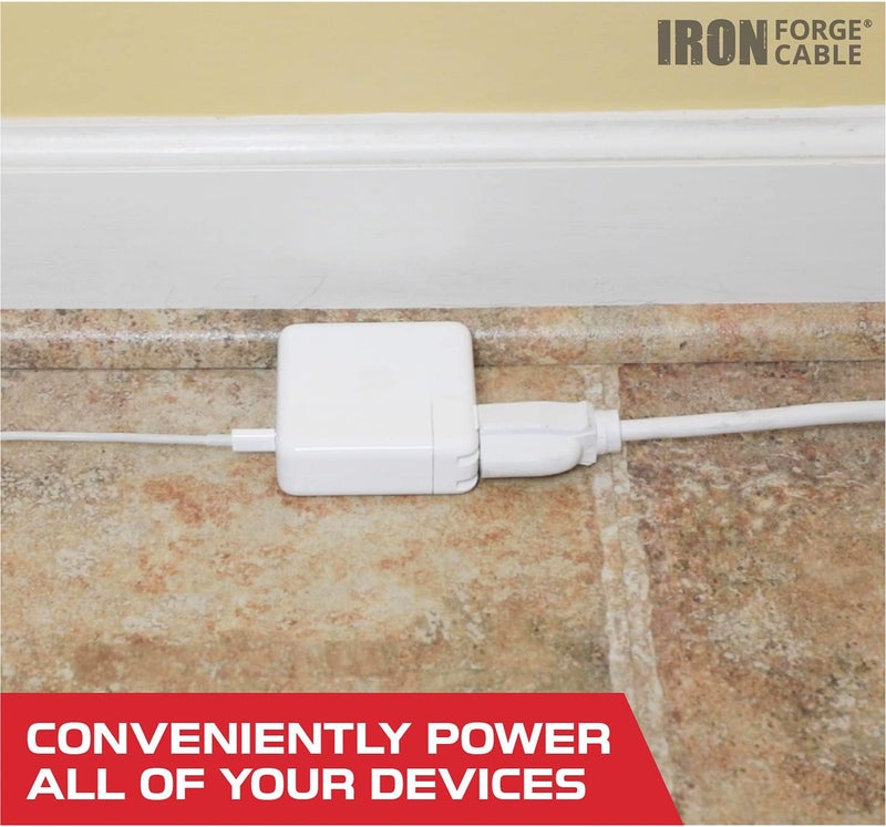 IRON FORGE CABLE 2 Pack of 3 Ft Extension Cords with 45° Angled Flat Plug - 16/3 SJT Low Profile Durable White Indoor Cable - Image 4