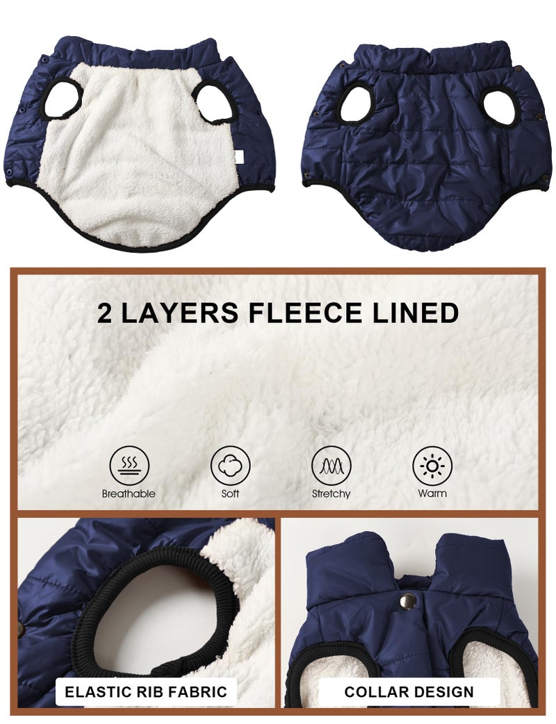 AURUZA Dog Winter Coat, Warm Waterproof Dogs Jacket Small Pet Vest for Medium Dogs Windproof Pet Fleece Vest Snow Jacket for Cold Weather(Navy Blue,M) - Image 2