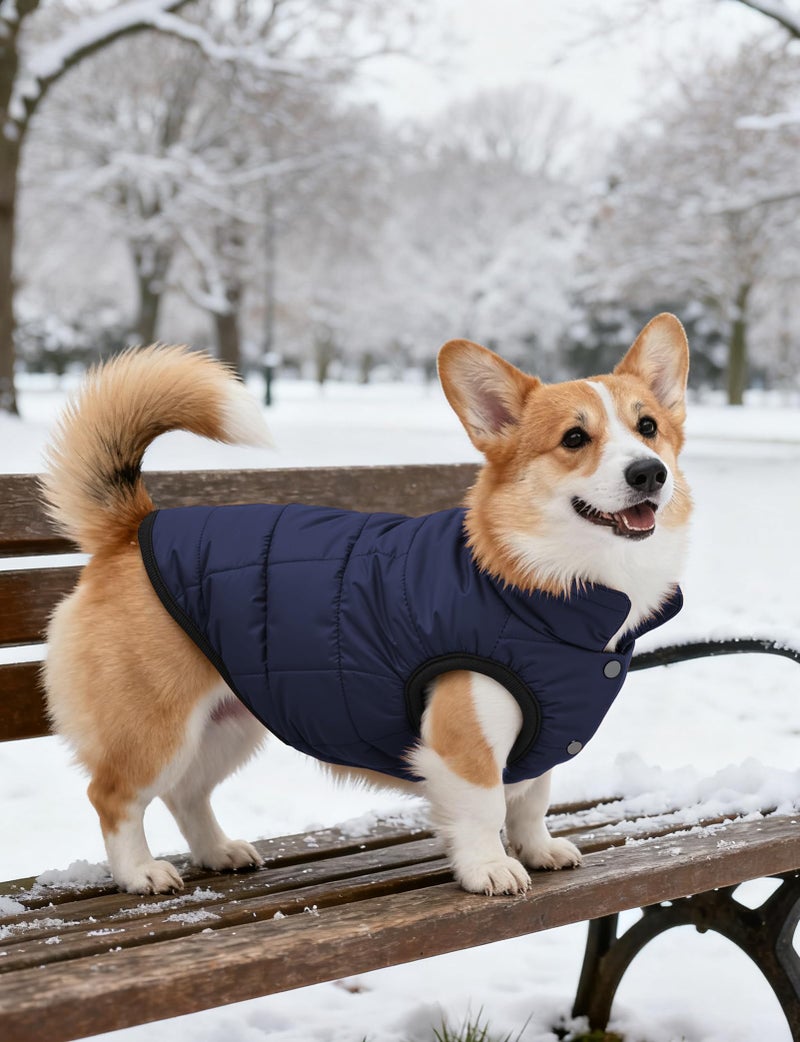 AURUZA Dog Winter Coat, Warm Waterproof Dogs Jacket Small Pet Vest for Medium Dogs Windproof Pet Fleece Vest Snow Jacket for Cold Weather(Navy Blue,M) - Image 4