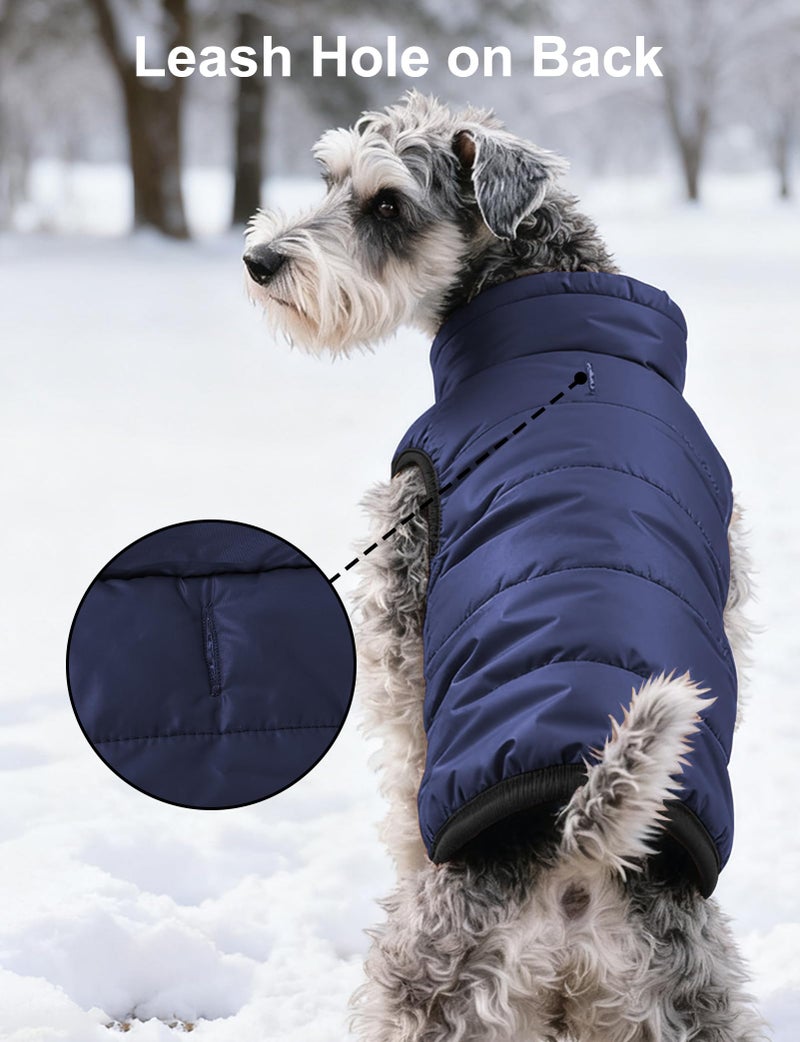 AURUZA Dog Winter Coat, Warm Waterproof Dogs Jacket Small Pet Vest for Medium Dogs Windproof Pet Fleece Vest Snow Jacket for Cold Weather(Navy Blue,M) - Image 3