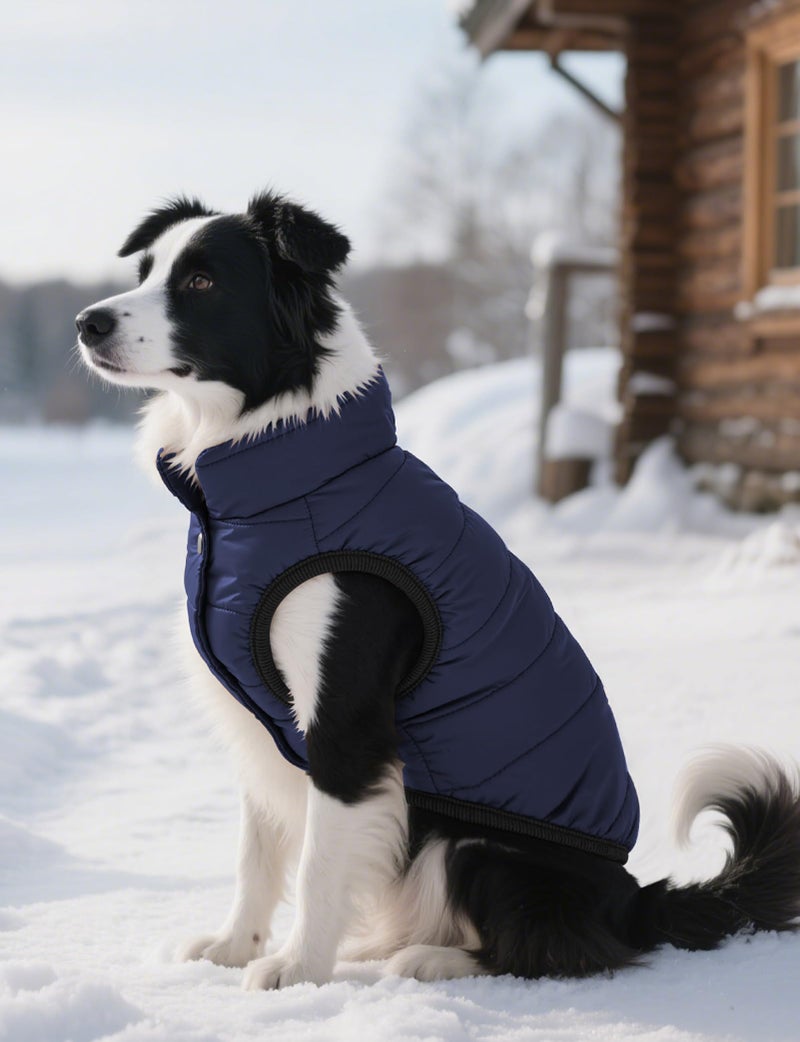 AURUZA Dog Winter Coat, Warm Waterproof Dogs Jacket Small Pet Vest for Medium Dogs Windproof Pet Fleece Vest Snow Jacket for Cold Weather(Navy Blue,M) - Image 1