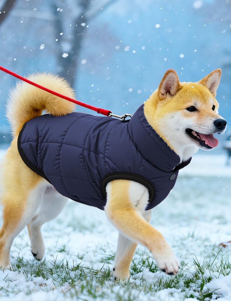 AURUZA Dog Winter Coat, Warm Waterproof Dogs Jacket Small Pet Vest for Medium Dogs Windproof Pet Fleece Vest Snow Jacket for Cold Weather(Navy Blue,M) - Image 5