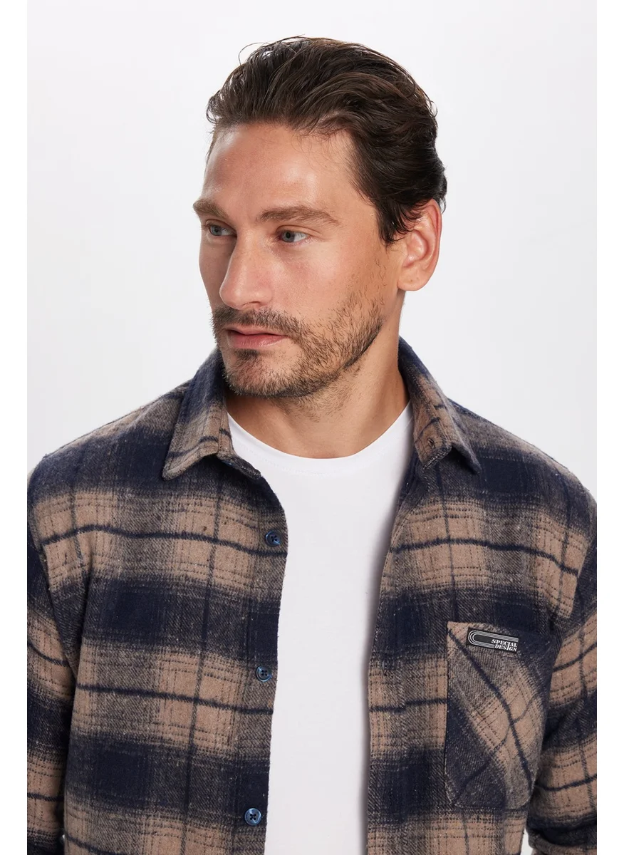 Tudors Men's Slim Fit Slim Fit Lumberjack Single Pocket Checkered Winter Shirt