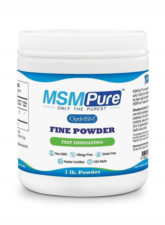 Kala Health MSMPure MSM - 1 lb Fine Powder Crystals, 99.9% Pure Distilled Organic Sulfur Crystals for Joint Health, Skin & Hair, Made in The USA - Image 1