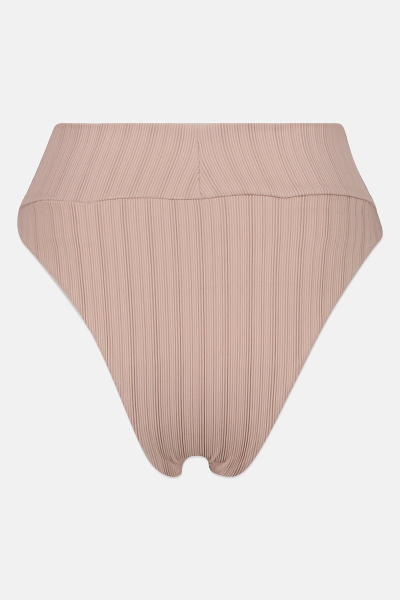 Aerie Women Ribbed High Cut Bikini Bottom, Taupe  - Image 2