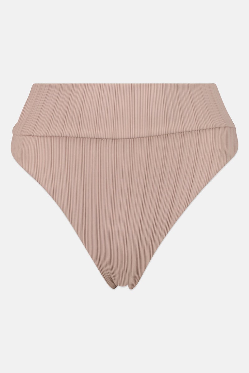 Aerie Women Ribbed High Cut Bikini Bottom, Taupe  - Image 1