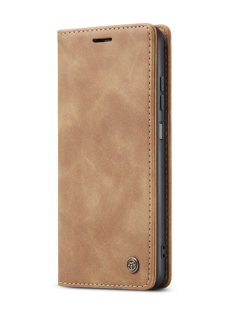 CaseMe Phone Case Luxury PU Leather Design 013 Flip Cover Card Slot Holder Cover For  Honor X7C / Honor 200 smart (Brown) - Image 1