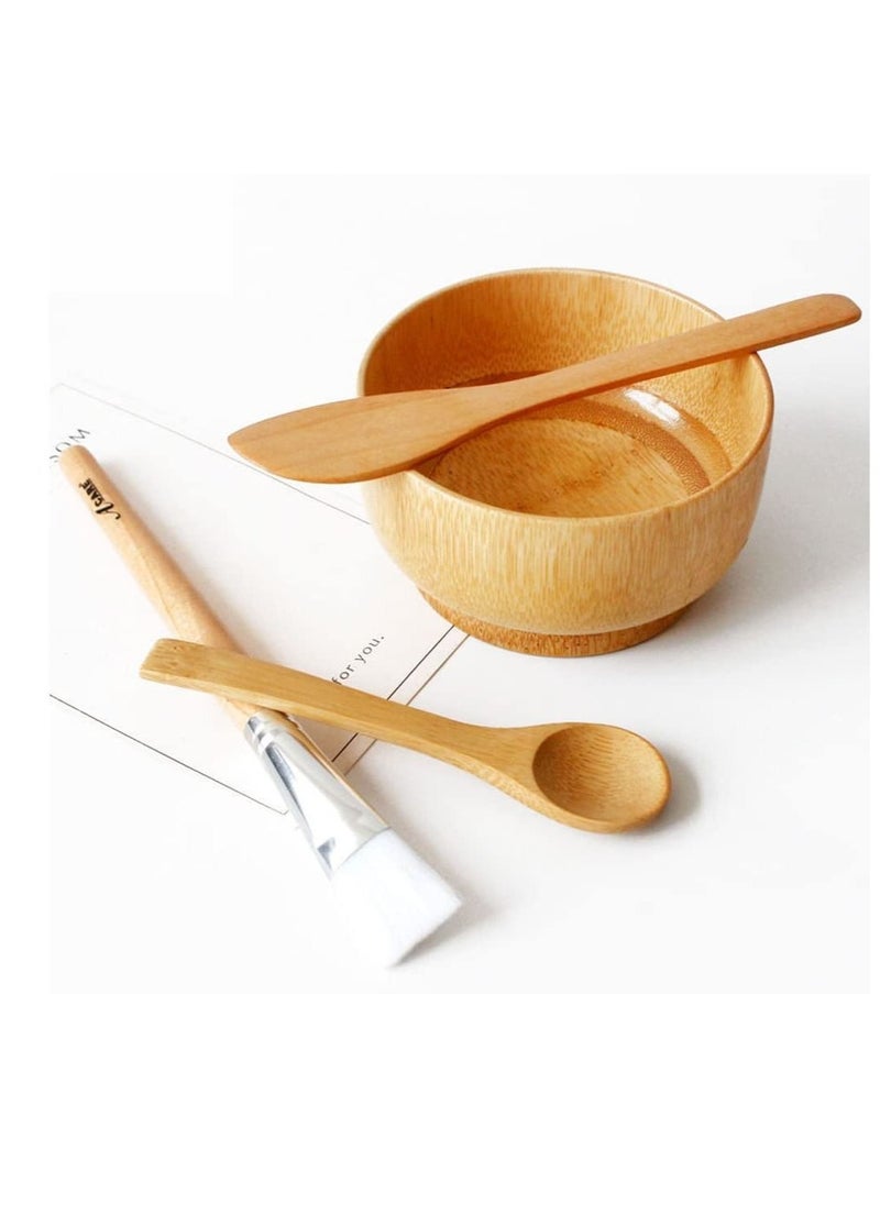 Captaintech - Face Mask Mixing Bowl Set,4 In 1 DIY Clay Mask Mixing Kit,Facial Bowl With Mask Brush And Stirring Spatula,Bamboo Mask Mixing Tools For Mixing Clay Mask DIY - Image 1