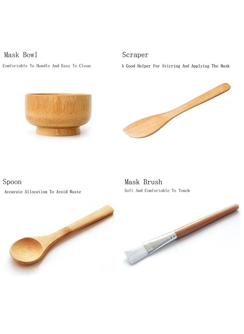 Captaintech - Face Mask Mixing Bowl Set,4 In 1 DIY Clay Mask Mixing Kit,Facial Bowl With Mask Brush And Stirring Spatula,Bamboo Mask Mixing Tools For Mixing Clay Mask DIY - Image 1