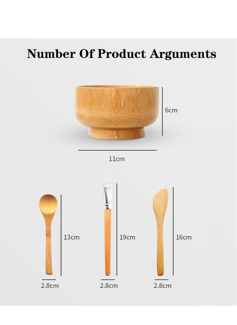 Captaintech - Face Mask Mixing Bowl Set,4 In 1 DIY Clay Mask Mixing Kit,Facial Bowl With Mask Brush And Stirring Spatula,Bamboo Mask Mixing Tools For Mixing Clay Mask DIY - Image 1