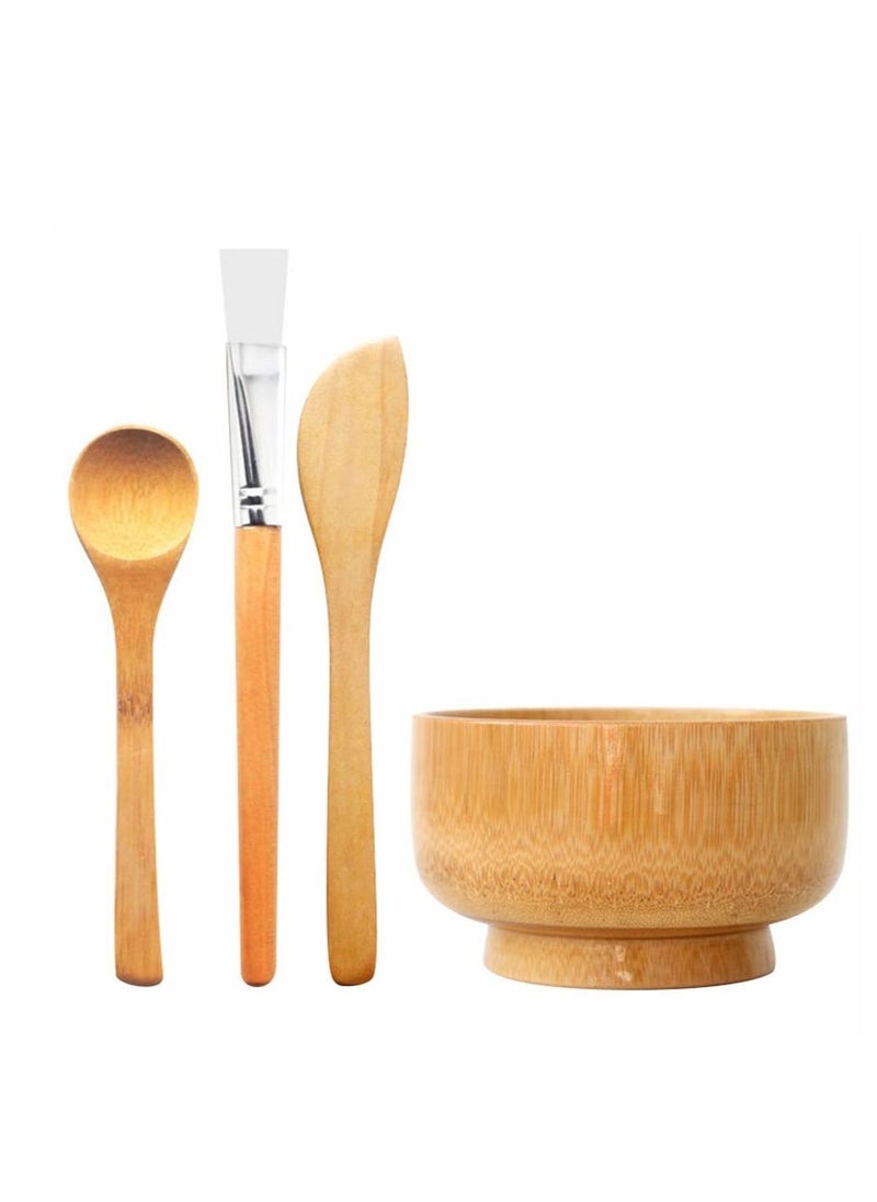 Captaintech - Face Mask Mixing Bowl Set,4 In 1 DIY Clay Mask Mixing Kit,Facial Bowl With Mask Brush And Stirring Spatula,Bamboo Mask Mixing Tools For Mixing Clay Mask DIY - Image 1