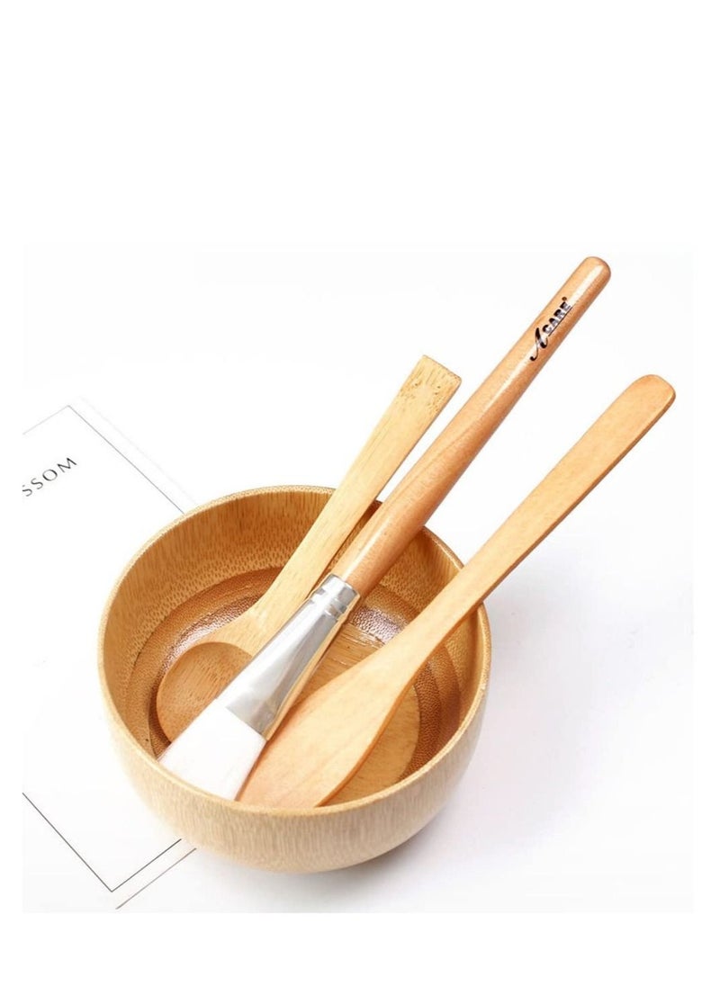 Captaintech - Face Mask Mixing Bowl Set,4 In 1 DIY Clay Mask Mixing Kit,Facial Bowl With Mask Brush And Stirring Spatula,Bamboo Mask Mixing Tools For Mixing Clay Mask DIY - Image 1