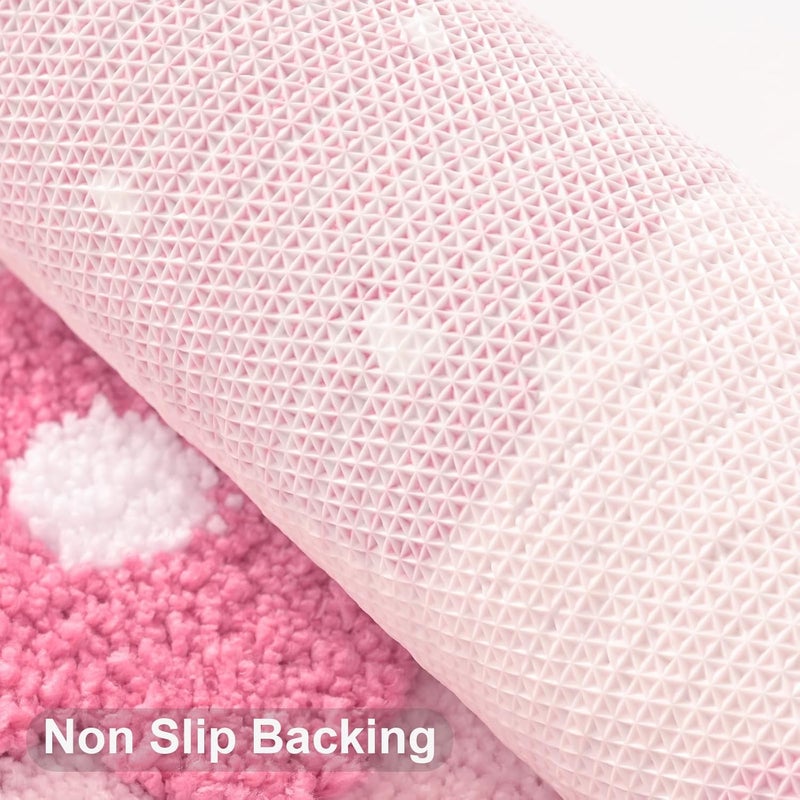 ANYBAR Pink Bathroom Rugs Cute Strawberry Flower Bath Mat Bathroom Accessories, Funny Colorful Non Slip Floor Bath Rug Machine Washable Bathmat Soft Microfiber Carpet for Shower, Bathtub (24x36 inch) - Image 4