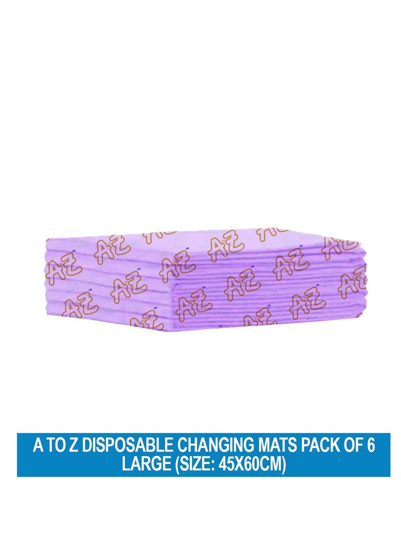 A TO Z A to Z - Disposable Changing Mat size (45cm x 60cm) Large- Premium Quality for Baby Soft Ultra Absorbent Waterproof - Pack of of 6 - Lavender  - Image 2
