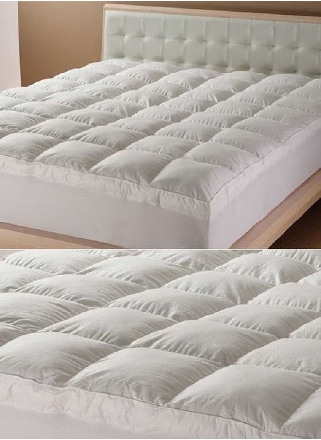 Brides Double-sided microfiber mattress pad, height 14 cm, round mattress, size 200 x 200 cm - white  - Image 3