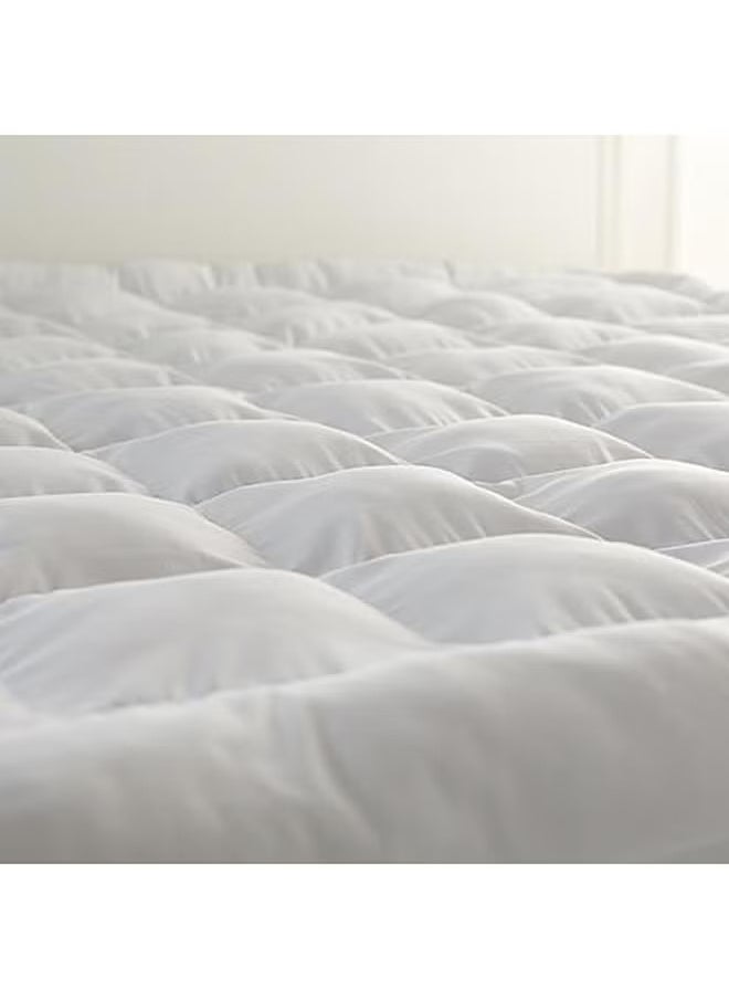 Brides Double-sided microfiber mattress pad, height 14 cm, round mattress, size 200 x 200 cm - white  - Image 2