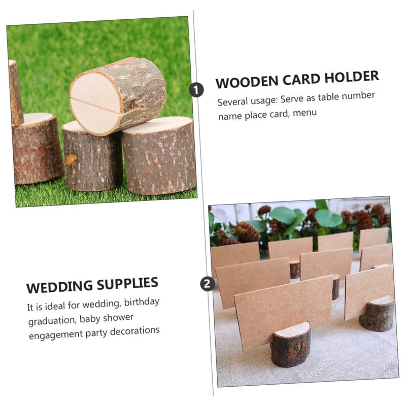 Natural Wooden Bark Memo Holder Set Rustic Table Decor for Weddings Parties Events - Image 3