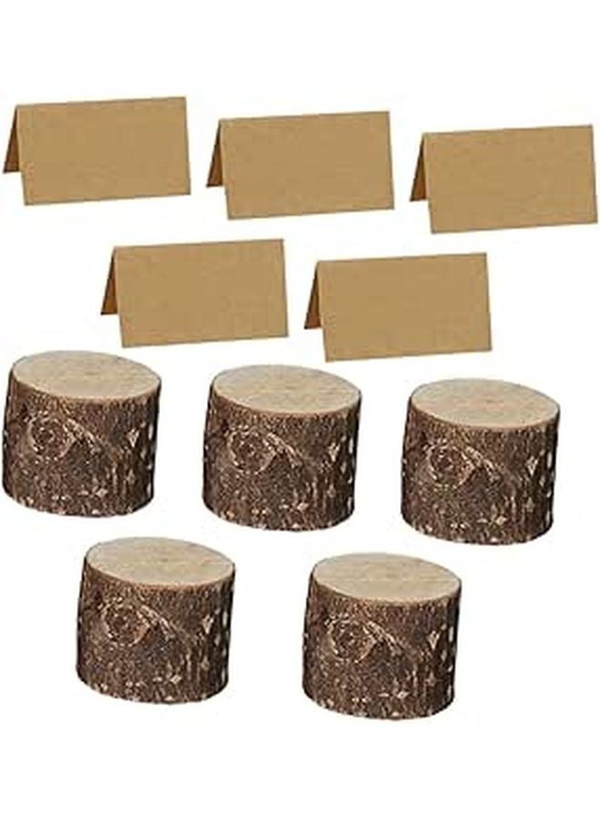 Natural Wooden Bark Memo Holder Set Rustic Table Decor for Weddings Parties Events - Image 1