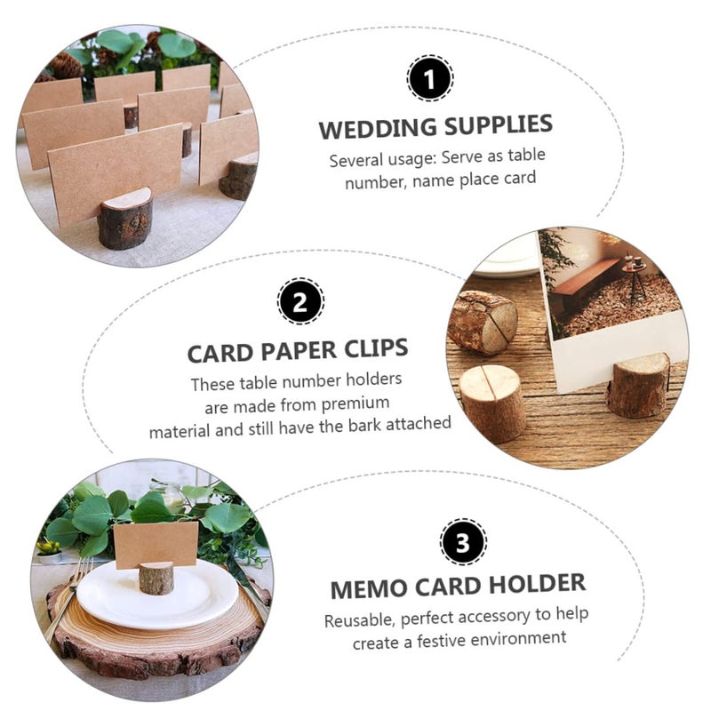 Natural Wooden Bark Memo Holder Set Rustic Table Decor for Weddings Parties Events - Image 5