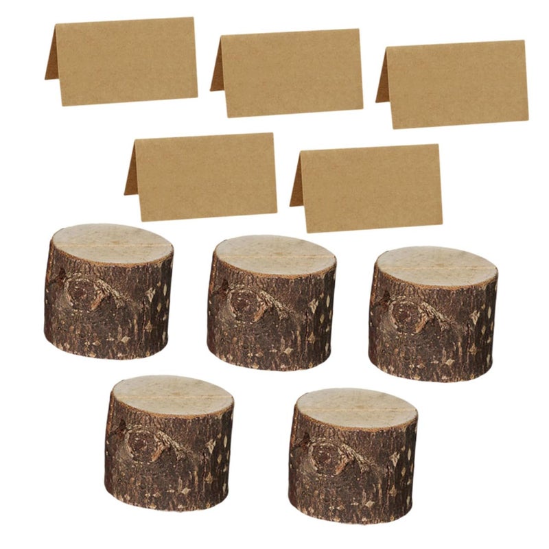 Natural Wooden Bark Memo Holder Set Rustic Table Decor for Weddings Parties Events - Image 2
