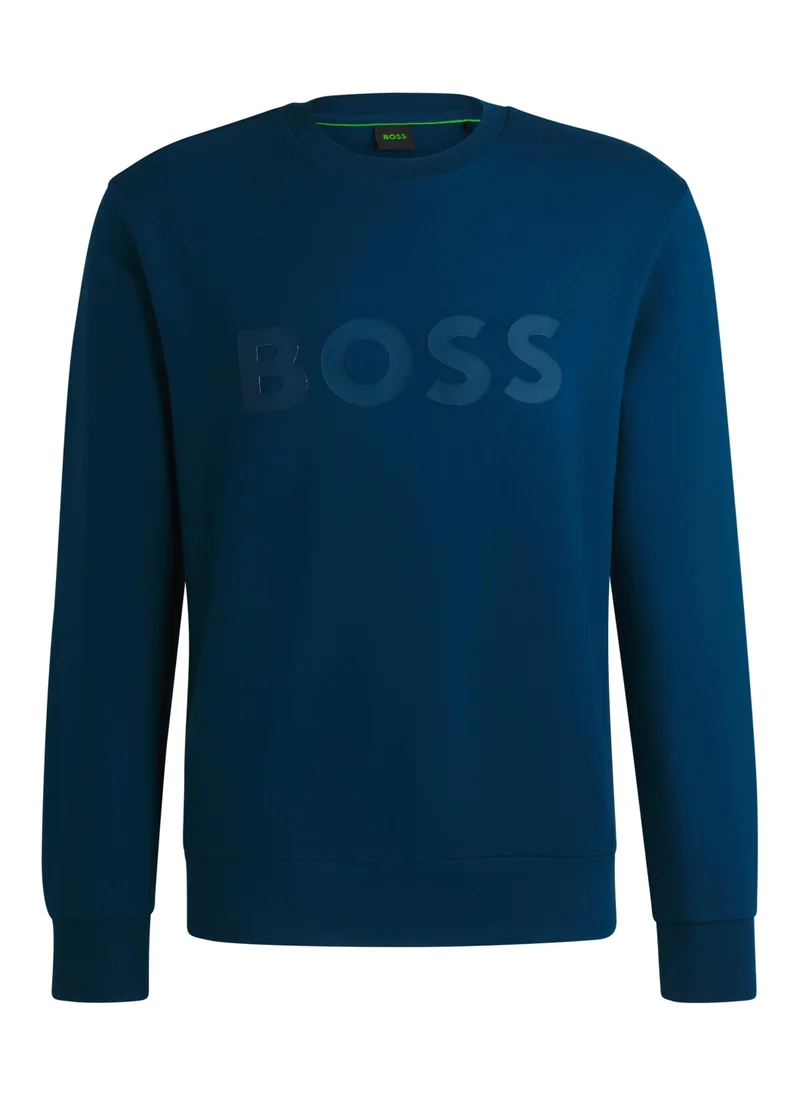 BOSS Stretch-cotton sweatshirt with sandwich logo