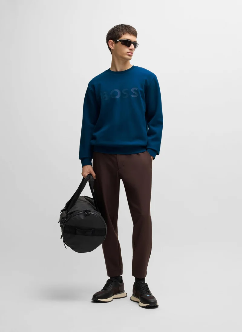 BOSS Stretch-cotton sweatshirt with sandwich logo
