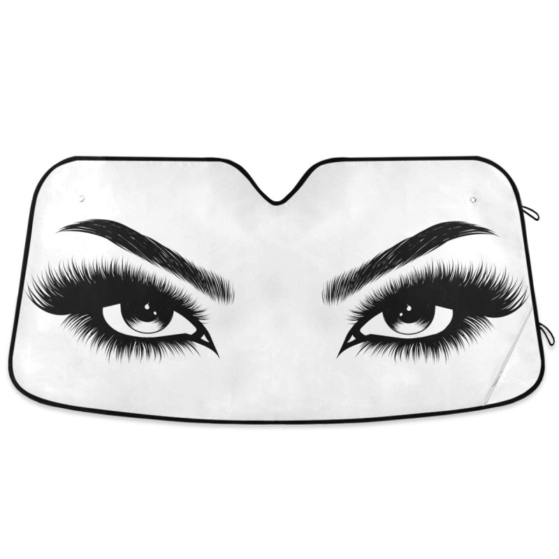 Oarencol Woman Eyes Eyelash Car Windshield Sun Shade Foldable UV Ray Sun Visor Protector Sunshade to Keep Your Vehicle Cool 55 x 276