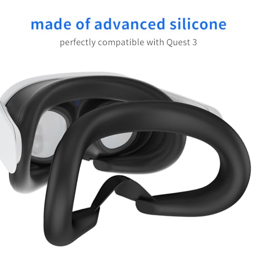 RGEEK VR Face Pad Compatible with Q3 Accessories, Sweatproof Silicone Face Cover for Q3, Washable Lightproof Anti-Leakage Face Cushion, Black - Image 2
