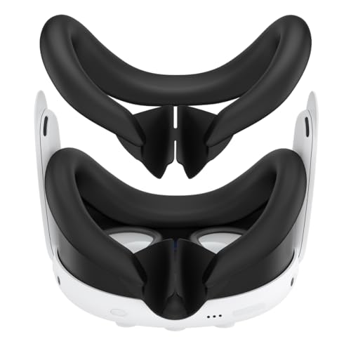 RGEEK VR Face Pad Compatible with Q3 Accessories, Sweatproof Silicone Face Cover for Q3, Washable Lightproof Anti-Leakage Face Cushion, Black - Image 1