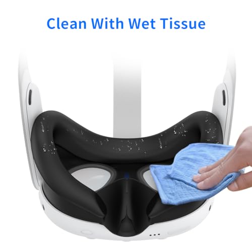 RGEEK VR Face Pad Compatible with Q3 Accessories, Sweatproof Silicone Face Cover for Q3, Washable Lightproof Anti-Leakage Face Cushion, Black - Image 5