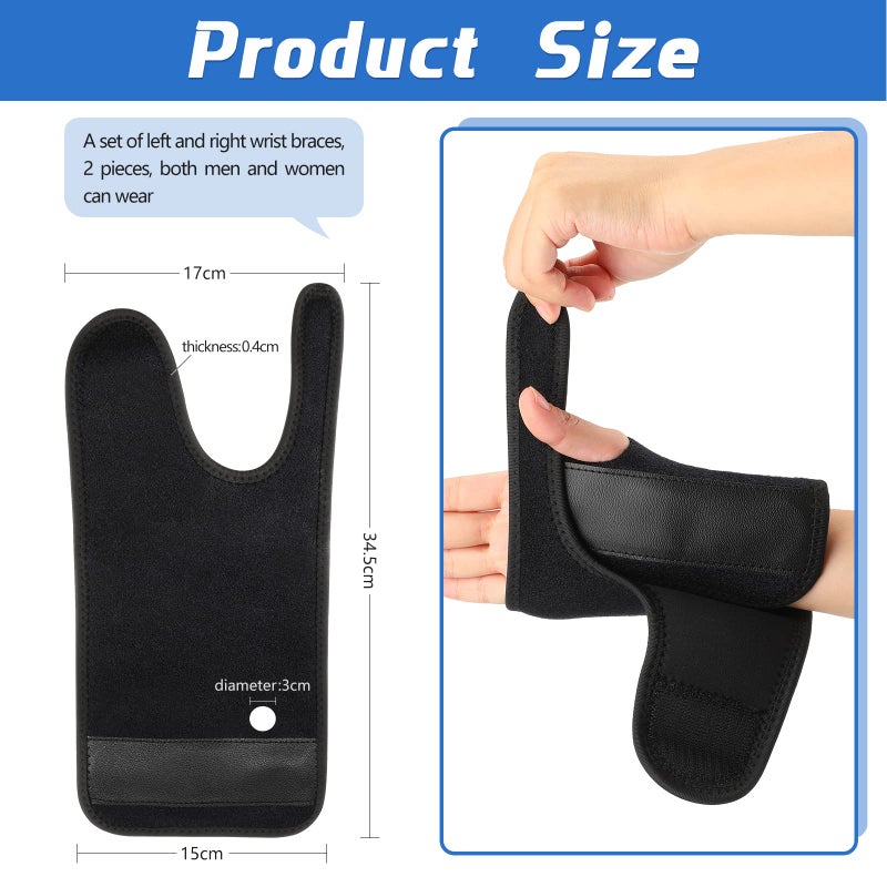 Zomiboo 2 Pieces Carpal Tunnel Wrist Brace for Night Wrist Sleep Supports Splints Stabilizer and Hand Brace Cushioned to Help with Carpal Tunnel Pain Relief Universal Adjustable Fit(Classic Style,Black) - Image 2