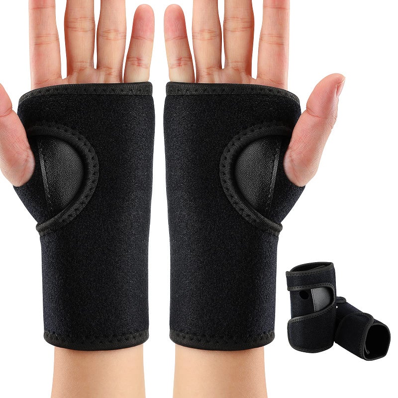 Zomiboo 2 Pieces Carpal Tunnel Wrist Brace for Night Wrist Sleep Supports Splints Stabilizer and Hand Brace Cushioned to Help with Carpal Tunnel Pain Relief Universal Adjustable Fit(Classic Style,Black) - Image 1
