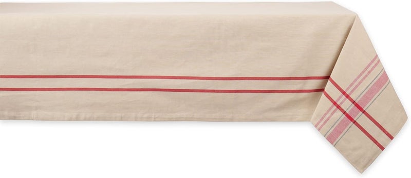 DII 100% Cotton, Machine Washable, Everyday French Stripe Kitchen Tablecloth For Dinner Parties, Summer & Outdoor Picnics - 60x84" Seats 6 to 8 People, Red - Image 1