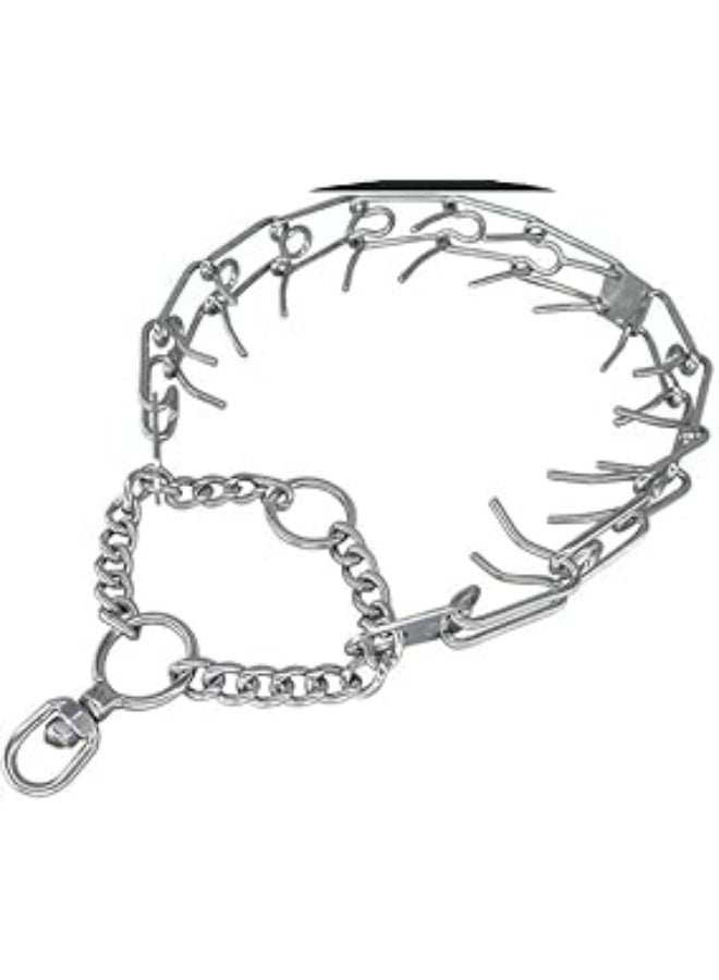 Medium Professional Dog Training Prong Collar, Stainless Steel Pinch Collar with Quick Release Snap, Metal Chain Training Tool for Dogs, puppy medium breed.
