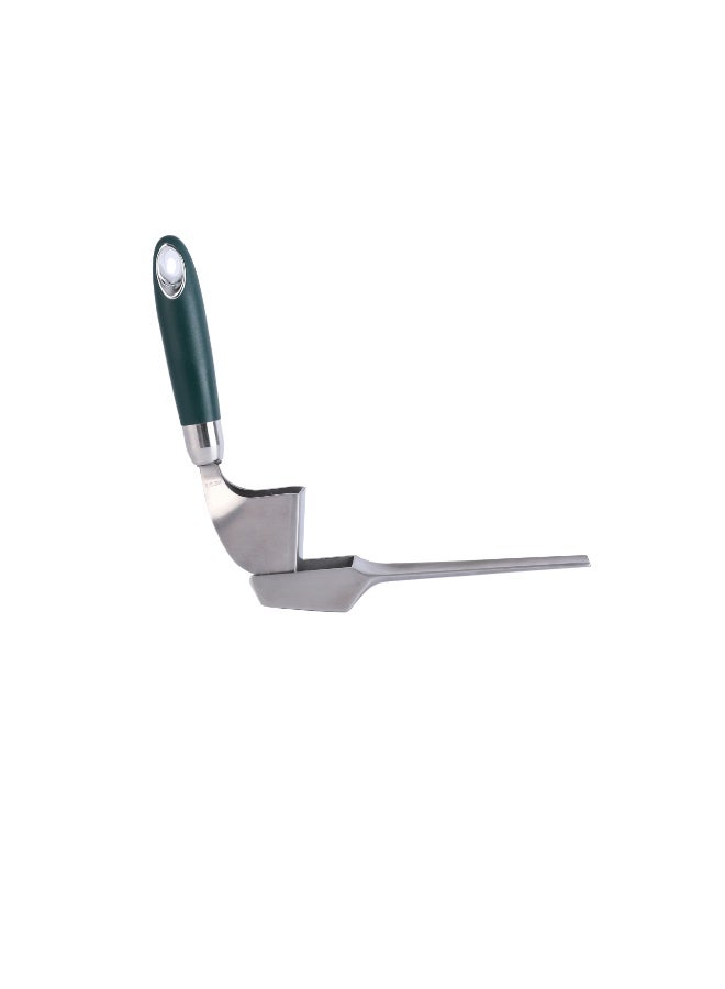 C&E Manual Stainless Steel Garlic Press, Perforated Design for Even Mashing, Comfortable Handle, Easy to Clean – Silver × Dark Green - Image 3