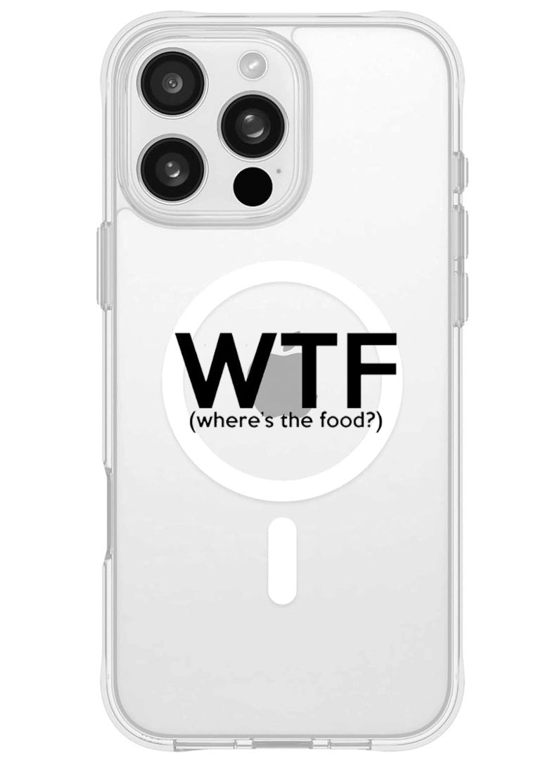 Theodor iPhone 16 Pro Max Magsafe Magnetic Case for iPhone Compatible with Wireless Charging, Shockproof Phone Bumper Cover - WTF where is the food - Image 1
