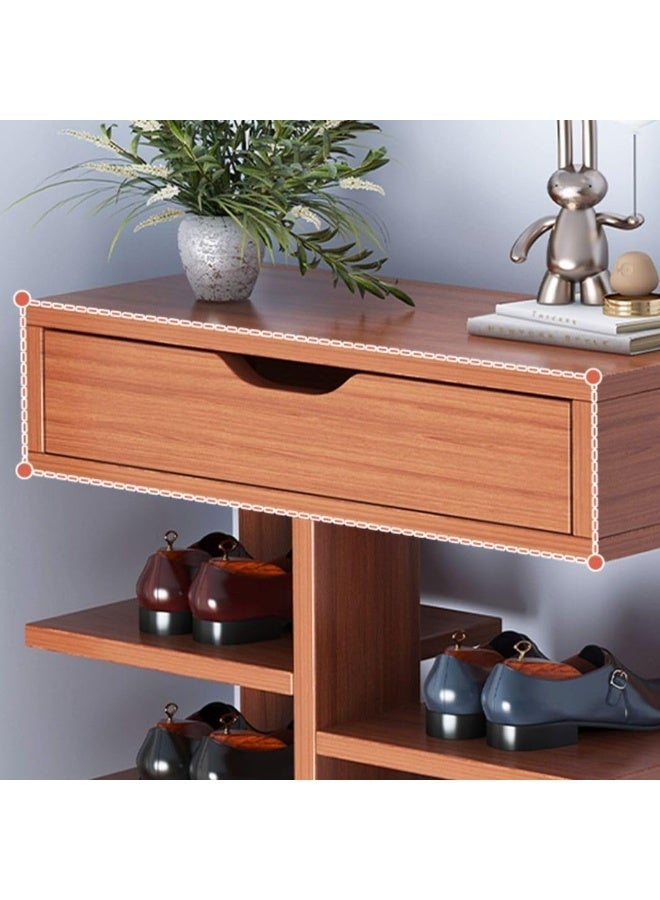 XICEN Shoe Rack with Drawers, Large Capacity Tall Shoe Shelf Wood Free Standing Shoe Shelf Organizer for Closet Entryway Garage (Sandalwood Color) - Image 2