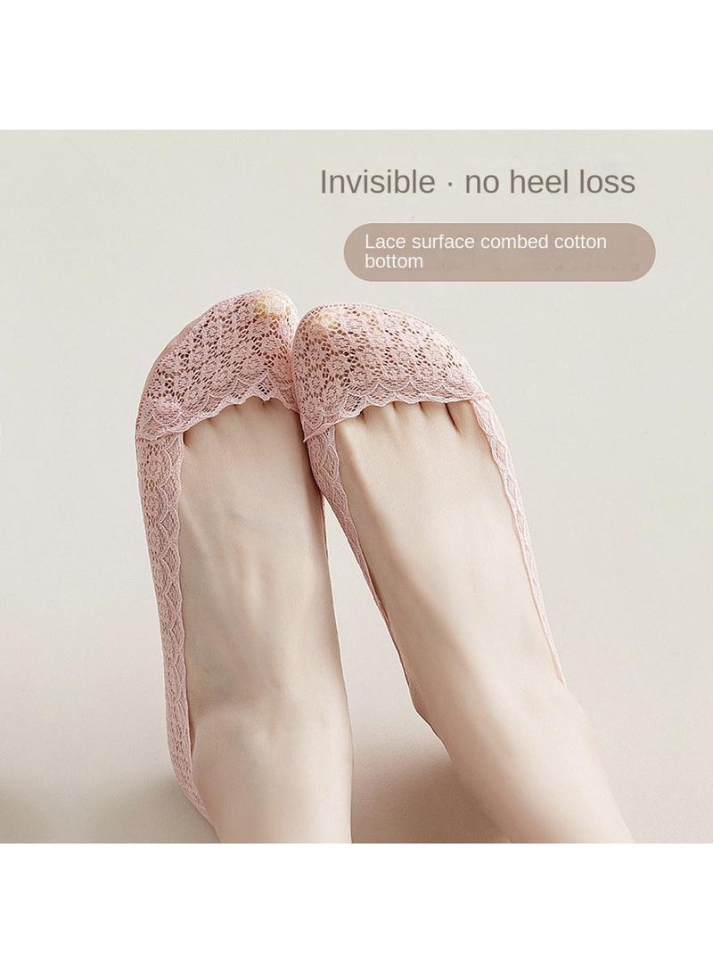 Y&D Pink 6 Piece Set Women's Thin Shallow Mesh Invisible Mesh Breathable Non Slip Socks - Image 3