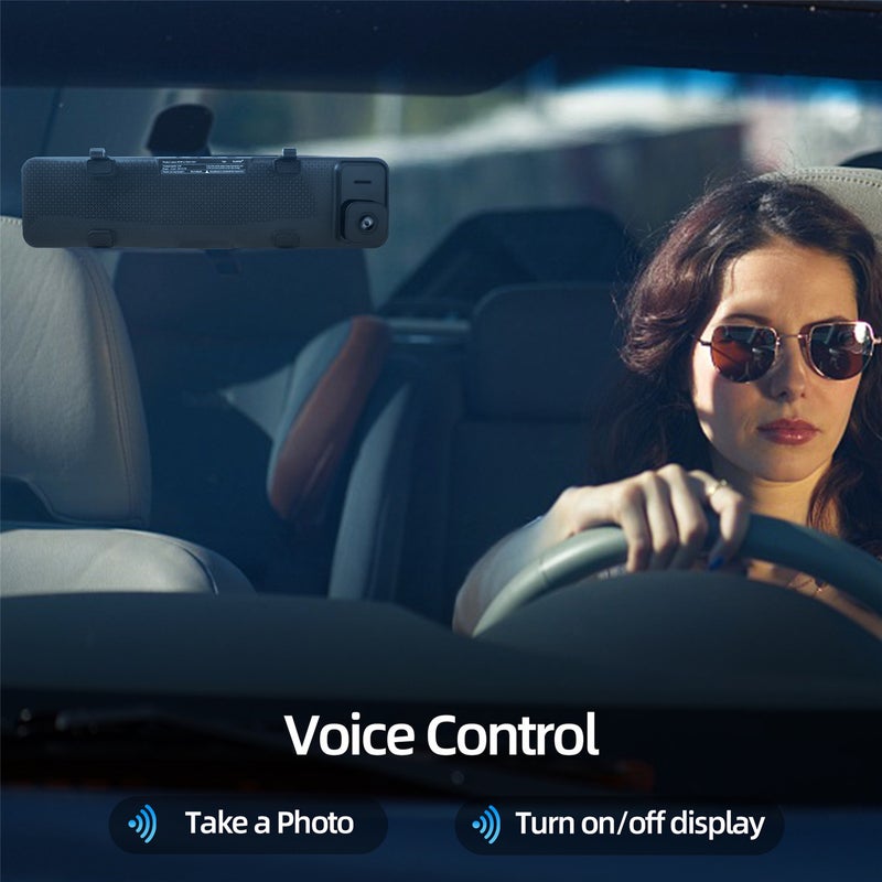 12 '' 4K+1080P rearview mirror, car dual dash cam camera, front and rear video recorder, WiFi interconnection, front and rear DVR, full screen touch screen, collision detection, GPS, reverse image - Image 3