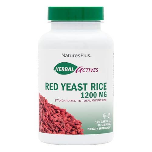 NaturesPlus Herbal Actives Red Yeast Rice 1200 mg - 120 Capsules - Non-GMO, Vegan, Gluten Free - 60 Servings - Image 1