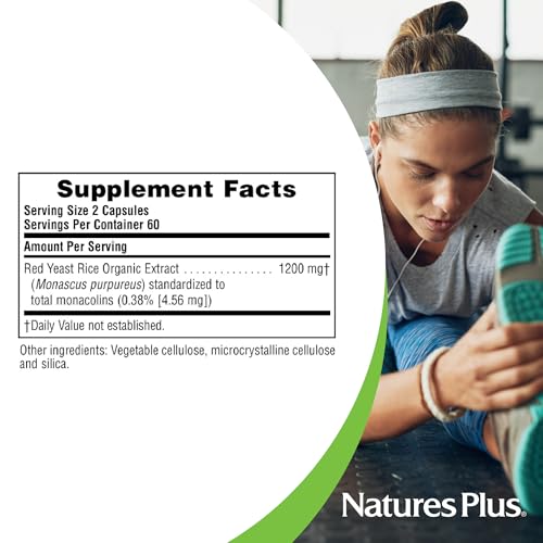 NaturesPlus Herbal Actives Red Yeast Rice 1200 mg - 120 Capsules - Non-GMO, Vegan, Gluten Free - 60 Servings - Image 4