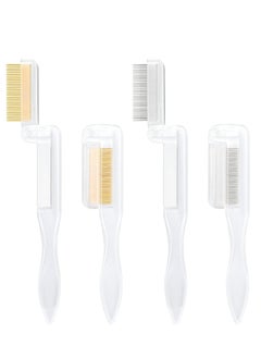 Folding Eyelash Separator Comb 4PCS Eyelash Comb Metal Teeth Clear Eyelash Separator, Foldable and Fine Lash Comb Eye Lash Separator Combs for Eyelash Lift and Separate Eyebrow Waxing