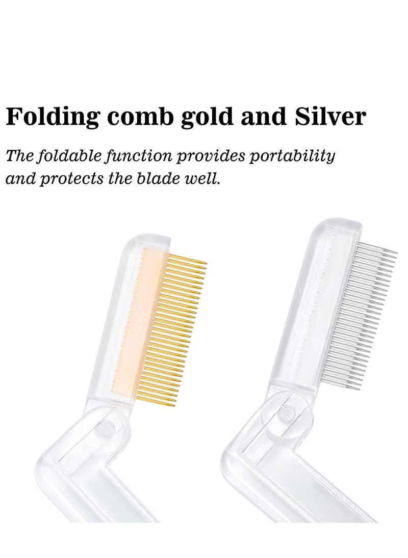SYOSI - Folding Eyelash Separator Comb 4PCS Eyelash Comb Metal Teeth Clear Eyelash Separator, Foldable and Fine Lash Comb Eye Lash Separator Combs for Eyelash Lift and Separate Eyebrow Waxing - Image 1