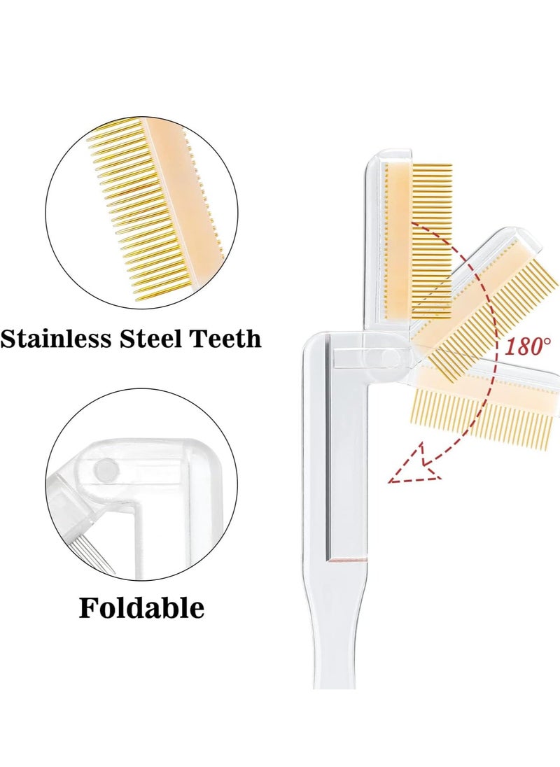 SYOSI - Folding Eyelash Separator Comb 4PCS Eyelash Comb Metal Teeth Clear Eyelash Separator, Foldable and Fine Lash Comb Eye Lash Separator Combs for Eyelash Lift and Separate Eyebrow Waxing - Image 1